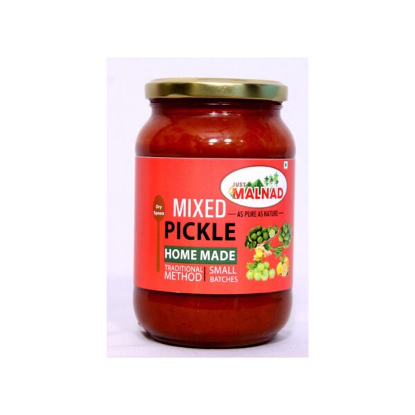 Malnad Mixed Pickle | Tender Mixed Pickle | Product from Just Malnad | 100% Pure & Natural | Glass Jar | 500gm